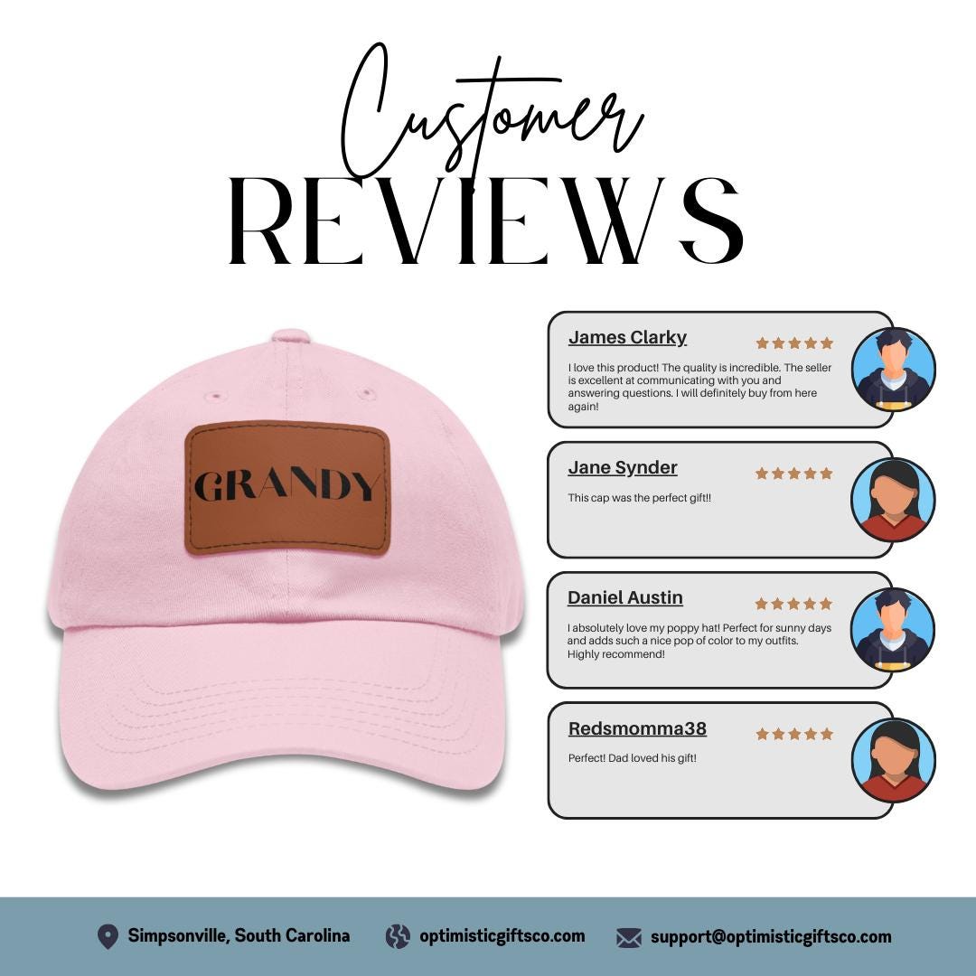 Grandy Hat with Stylish Leather Patch (Rectangle) Baseball Cap Everyday Wear Classic Grandy Cap Unique Gift for Him, Grandpa, Grandy, or Dad