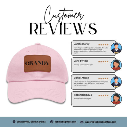 Grandy Hat with Stylish Leather Patch (Rectangle) Baseball Cap Everyday Wear Classic Grandy Cap Unique Gift for Him, Grandpa, Grandy, or Dad
