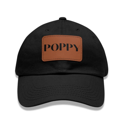 Poppy Leather Patch Hat Adjustable Dad Cap for Poppy Father's Day Gift Everyday Cap Great Unique Gift for Granddad from Kids or Grandkids