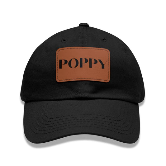 Poppy Leather Patch Hat Adjustable Dad Cap for Poppy Father's Day Gift Everyday Cap Great Unique Gift for Granddad from Kids or Grandkids