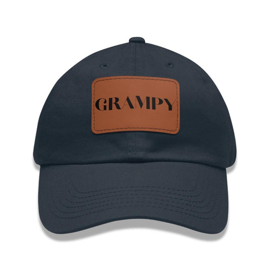 Grampy Hat with Stylish Leather Patch (Rectangle) Baseball Cap Everyday Wear Classic Grampy Cap Unique Gift for Him, Grandpa, Grampy, or Dad