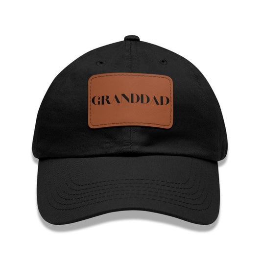 Granddad Hat with Stylish Leather Patch (Rectangle), Baseball Cap Everyday Wear Classic Granddad Cap Unique Gift for Him Granddad or Dad