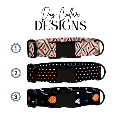 Personalized Spooky Pup Halloween Dog Collar with Name Engraved Cute and Soft Adjustable Collar & Leash Set, Pet ID Tag Dog Gift (OG-141)