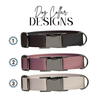 Personalized Modern Solid Dog Collar with Name Engraved Cute and Soft Adjustable Collar & Leash Set, Black or Gold Buckle, Dog Gift (OG-107)