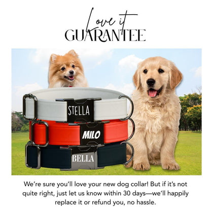 Personalized Retro Vintage Dog Collar with Name Engraved Cute and Soft Adjustable Collar & Leash Set Black or Gold Buckle Dog Gift (OG-106)