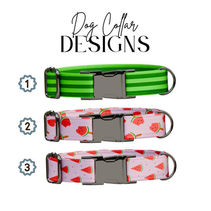 Personalized Watermelon Dog Collar with Name Engraved Cute & Soft Adjustable Collar Leash Set Unique Watermelon Print Dog Tag Gift (OG-85)