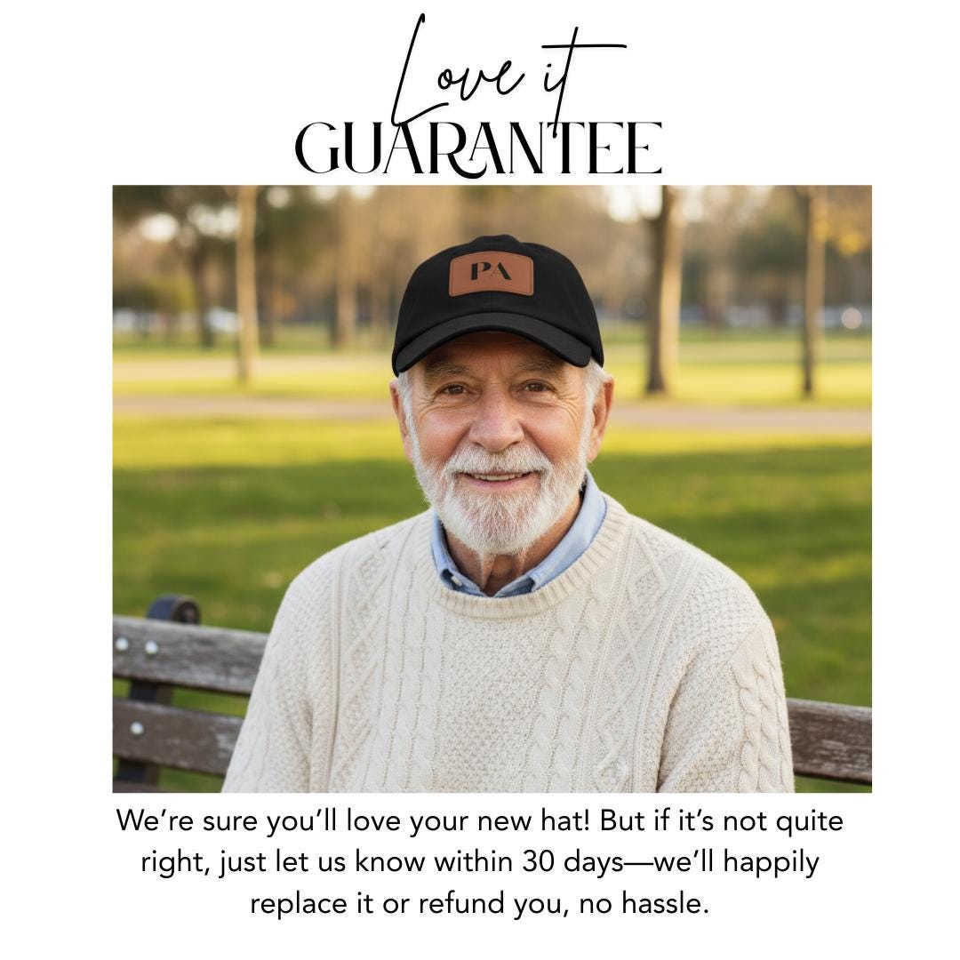 Pa Hat with Stylish Leather Patch (Rectangle) Baseball Cap Everyday Wear Classic Pa Cap Unique Gift for Him Pa, Papa, Grandfather or Dad