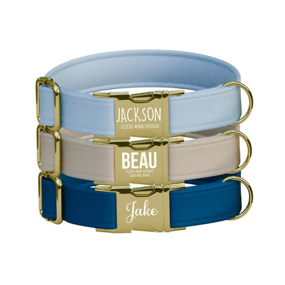 Personalized Multiple Luxe Velvet Dog Collar with Name Engraved Cute and Soft Adjustable Collar & Leash Set Wedding Dog Tag Gift (OG-47)