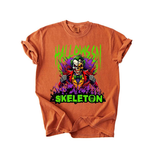 Halloween Skeleton T-Shirt Comfort Colors Scary Clown Skull Tee Spooky Horror Joker Skeleton Shirt Spooky Season Skeleton Shirt Gift Idea