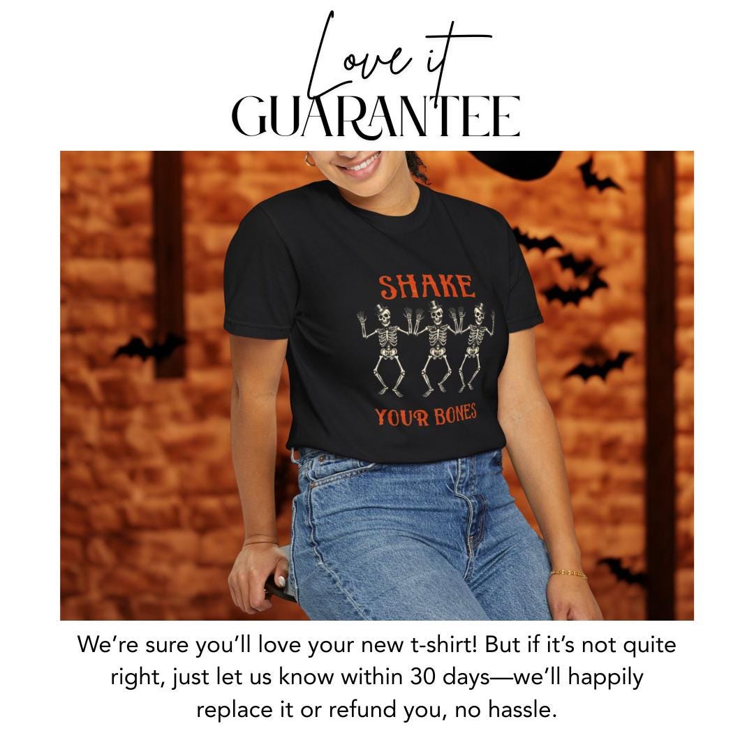 Shake Your Bones Skeleton Halloween T-Shirt Comfort Colors Funny Spooky Season Graphic Tee Fall Outfit Vibes Retro Skeleton Dancing Shirt
