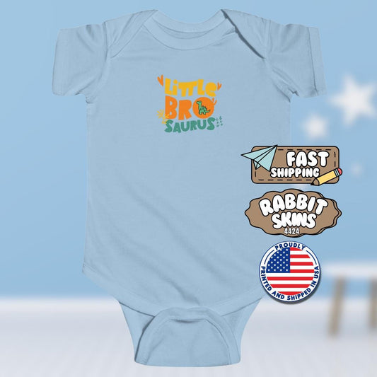 Cute Dinosaur Themed Infant Fine Jersey Bodysuit Little Bro-saurus Infant Gift Baby Shower Newborn Outfit Toddler Fashion Dino Baby Clothes