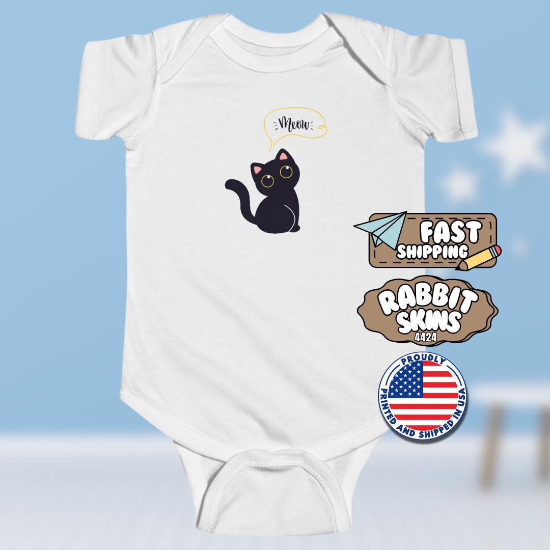 Cute Cat Infant Fine Jersey Bodysuit Perfect Baby Gift Halloween Outfit Adorable Cat Lover Baby Shower Present Fun Playwear Adorable Onesie