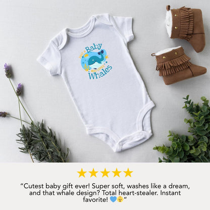 Just a Baby Who Loves Whales Cute Infant Fine Jerser Bodysuit Newborn Baby Shower Gift Idea Toddler Apparel for New Parents Animal Theme