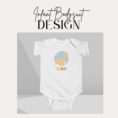 Dino Infant Fine Jersey Bodysuit Cute Infant Outfit for Baby Showers Birthdays Dino Lovers Unisex Newborn Outfit Adorable Dino Romper