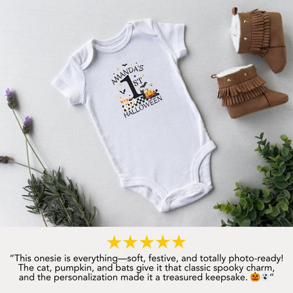 Personalized 1st Halloween Infant Fine Jersey Bodysuit 1st Halloween Outfit Toddler Costume Cute Baby Clothes Spooky Cute Baby Shower Gift