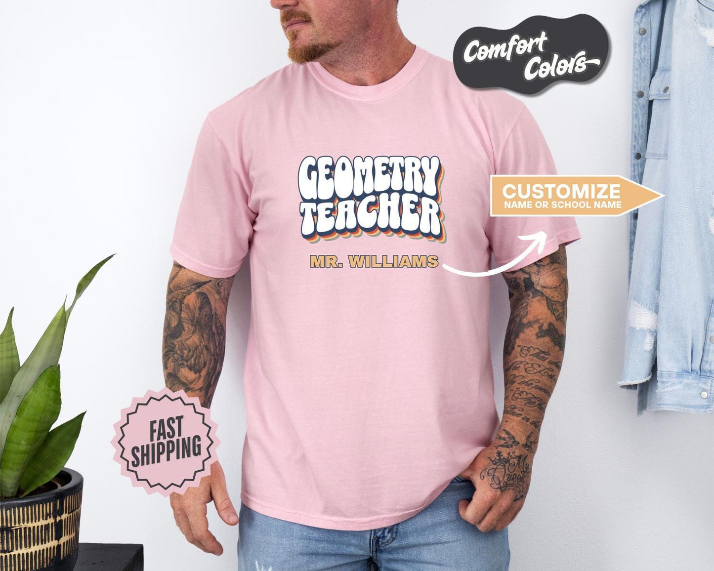 Geometry Teacher T-Shirt, Comfort Colors, Custom Teacher Shirt, Gift for Educators, Back to School, Math Teacher Apparel, Classroom Tees