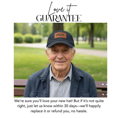Grandpappy Hat with Stylish Leather Patch (Rectangle) Baseball Cap Everyday Wear Classic Grandpappy Cap Unique Gift for Grandpappy or Dad