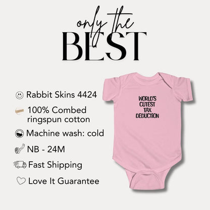 Adorable Tax Deduction Infant Fine Jersey Bodysuit Gift for New Parents Baby Shower Nursery Essentials Cute Infant Outfit Funny Baby Clothes