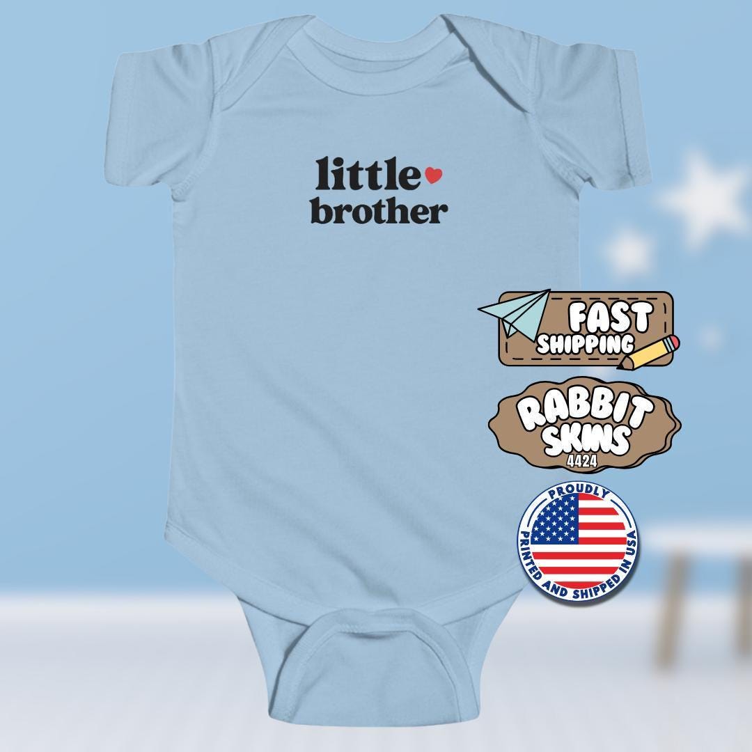 Adorable Little Brother Infant Fine Jersey Bodysuit Perfect Newborn Brother & Baby Shower Outfit Baby Announcement Cute Outfit Newborn Boy