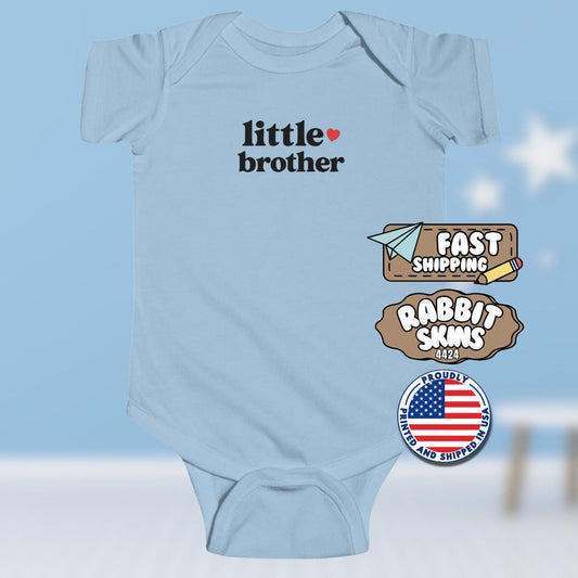 Adorable Little Brother Infant Fine Jersey Bodysuit Perfect Newborn Brother & Baby Shower Outfit Baby Announcement Cute Outfit Newborn Boy