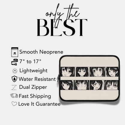 Anime Girl Expression Laptop Sleeve Otaku Laptop Cover Unique Tech Accessory Gift for Otaku Laptop Case Otaku Must-Have Cute Manga Sleeve