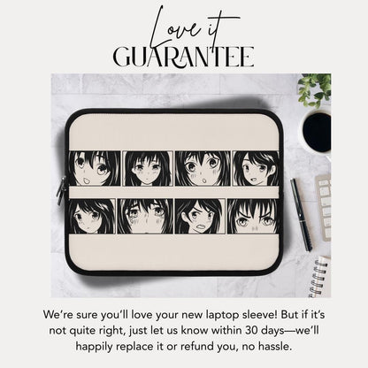 Anime Girl Expression Laptop Sleeve Otaku Laptop Cover Unique Tech Accessory Gift for Otaku Laptop Case Otaku Must-Have Cute Manga Sleeve