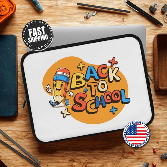 Back to School Laptop Sleeve with Cute Pencil Design Tech Case for Students or Kids Unique School Supplies Gift for Students Laptop Case