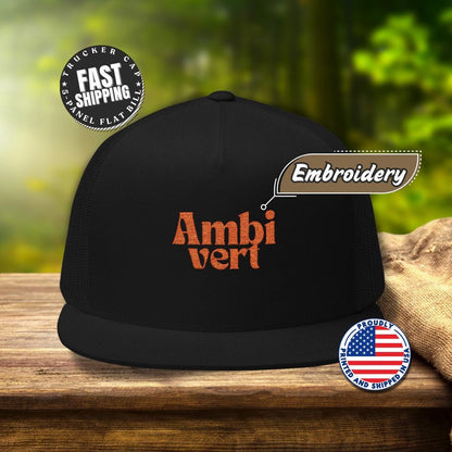Ambivert Embroidered 5 Panel Trucker Hat Extrovert Trucker Cap Gift for Him or Her Gift for Ambiverts Funny Personality Gift Unisex Headwear