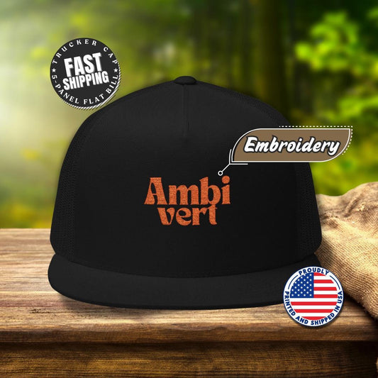 Ambivert Embroidered 5 Panel Trucker Hat Extrovert Trucker Cap Gift for Him or Her Gift for Ambiverts Funny Personality Gift Unisex Headwear