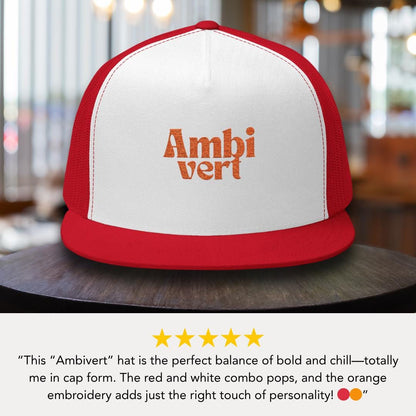 Ambivert Embroidered 5 Panel Trucker Hat Extrovert Trucker Cap Gift for Him or Her Gift for Ambiverts Funny Personality Gift Unisex Headwear