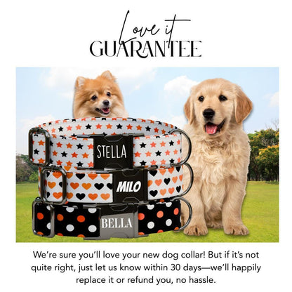 Personalized Halloween Dog Collar with Name Engraved Cute and Soft Fall Adjustable Collar & Leash Set Black or Gold Buckle Dog Gift (OG-120)