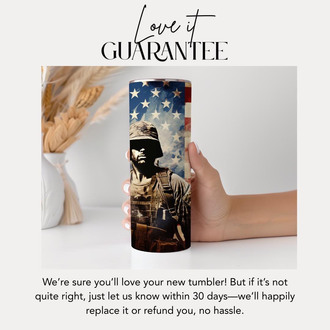 US Patriotic Soldier Tumbler 20oz Skinny Tumbler American Flag Military Gift Military Soldier Tumbler Patriotic Gift for Military Men Women