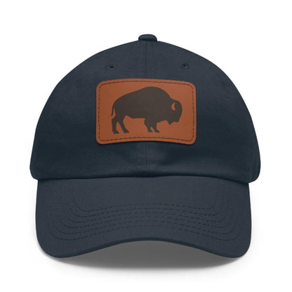 Rustic Buffalo with Stylish Leather Patch (Rectangle) Baseball Cap Everyday Wear Classic Perfect Gift for Him Her Outdoors & Everyday Style