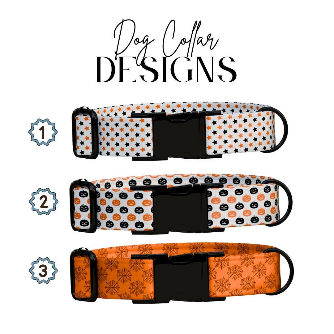 Personalized Spooky Season Dog Collar with Name Engraved Cute and Soft Adjustable Collar & Leash Set, Halloween Pet ID Tag Dog Gift (OG-132)