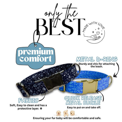 Personalized Space Rockets Dog Collar with Name Engraved Cute & Soft Adjustable Collar Leash Set Unique Astronaut Pet Dog Tag Gift (OG-76)