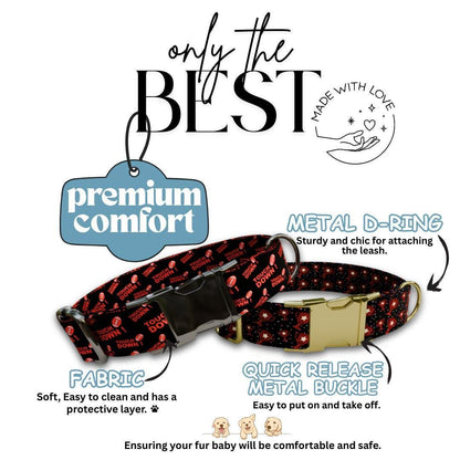 Personalized Football Dog Collar with Name Engraved Cute and Soft Sports Adjustable Collar & Leash Set Black Gold Buckle Dog Gift (OG-116)