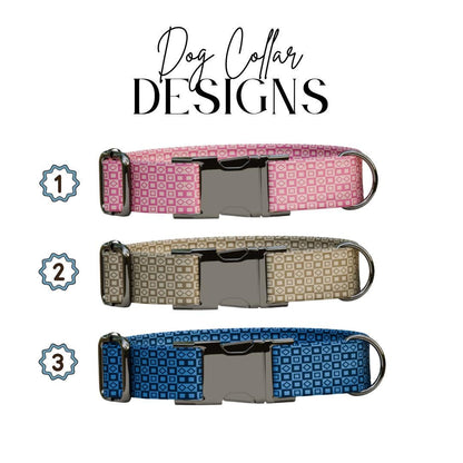 Personalized Modern Geometric Dog Collar with Name Engraved, Cute and Soft Adjustable Collar & Leash Set, Black Gold Buckle Dog Gift (OG-13)