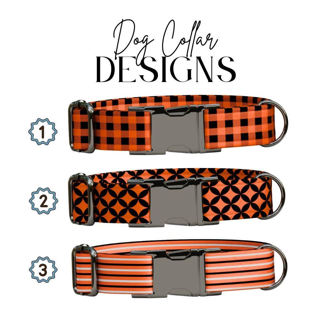 Personalized Halloween Dog Collar with Name Engraved Cute and Soft Fall Adjustable Collar & Leash Set Black or Gold Buckle Dog Gift (OG-121)