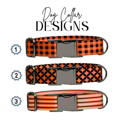 Personalized Halloween Dog Collar with Name Engraved Cute and Soft Fall Adjustable Collar & Leash Set Black or Gold Buckle Dog Gift (OG-121)