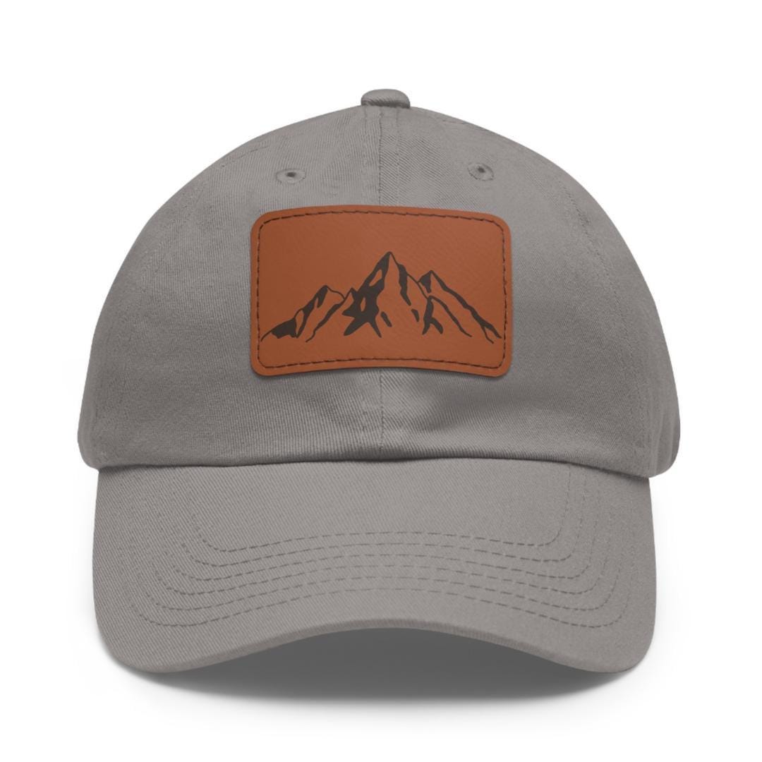 Outdoor Adventure Dad Hat with Leather Patch (Rectangle) Hiking, Camping, Travel Hat Rustic Outdoor Baseball Hat Mountain Hiking Cap Gift
