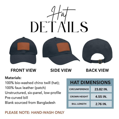 Personalized Dad Hat with Leather Patch Name (Rectangle) Custom Name Baseball Cap Unique Birthday Gift for Him or Her Stylish Everyday Cap