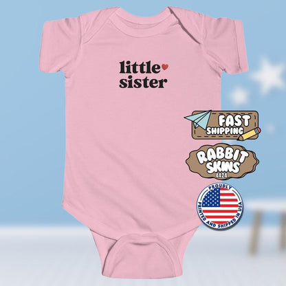 Adorable Little Sister Infant Fine Jersey Bodysuit Perfect Newborn Gift & Baby Shower Outfit Baby Announcement Outfit Newborn Girl Onesie