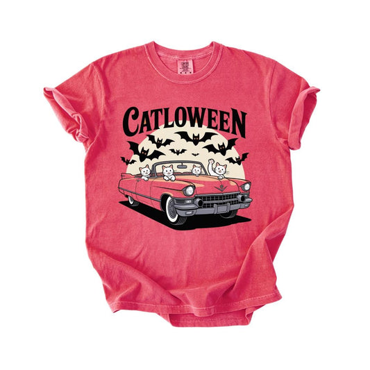 Catloween Halloween Cat T-Shirt Comfort Colors Fall Aesthetic Vintage Cat Halloween Outfit Gift for Cat Lovers Spooky Cat Halloween Shirt
