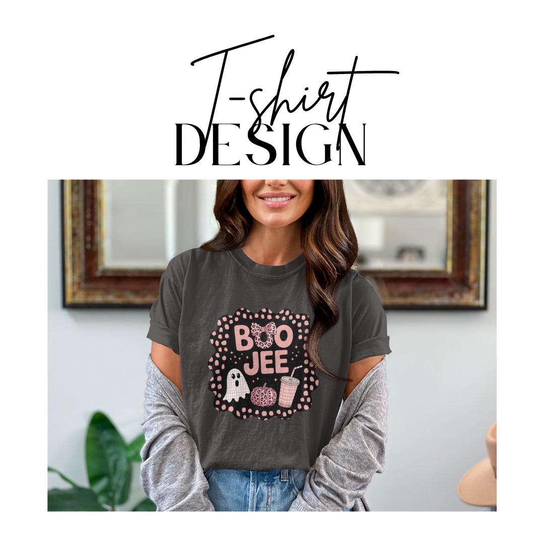 Boo Jee Halloween T-Shirt Comfort Colors Cute Ghost Pumpkin Graphic Tee Fall Spooky Season Boo Jee Spooky Boujee Shirt Gift for Halloween