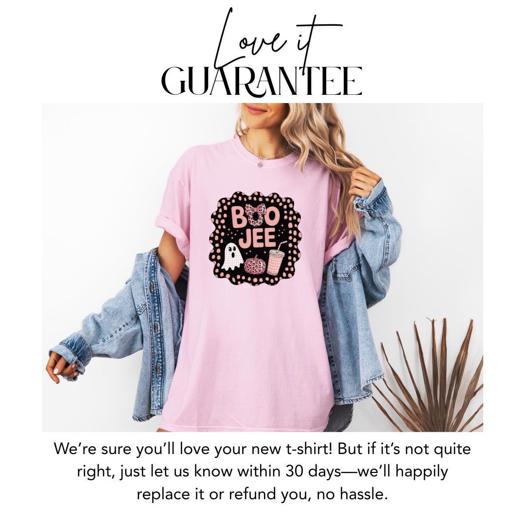 Boo Jee Halloween T-Shirt Comfort Colors Cute Ghost Pumpkin Graphic Tee Fall Spooky Season Boo Jee Spooky Boujee Shirt Gift for Halloween