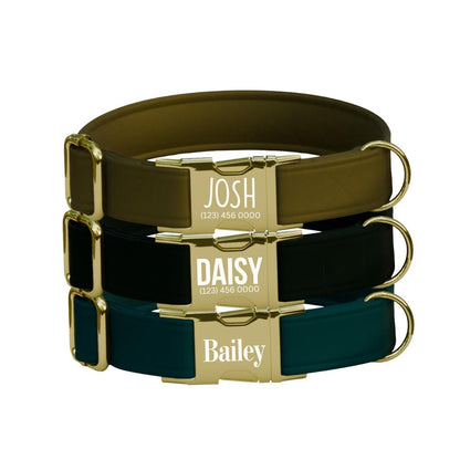 Personalized Multiple Luxe Velvet Dog Collar with Name Engraved, Cute and Soft Adjustable Collar & Leash Set, Wedding Dog Tag Gift (OG-50)