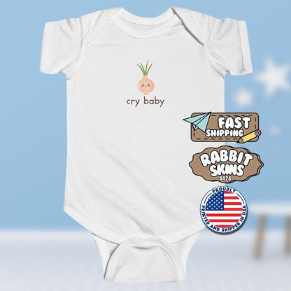 Cute Cry Baby Infant Fine Jersey Bodysuit Infant Outfit Baby Shower Gift Newborn Funny Baby Onesie Toddler Apparel Gift for New Parents