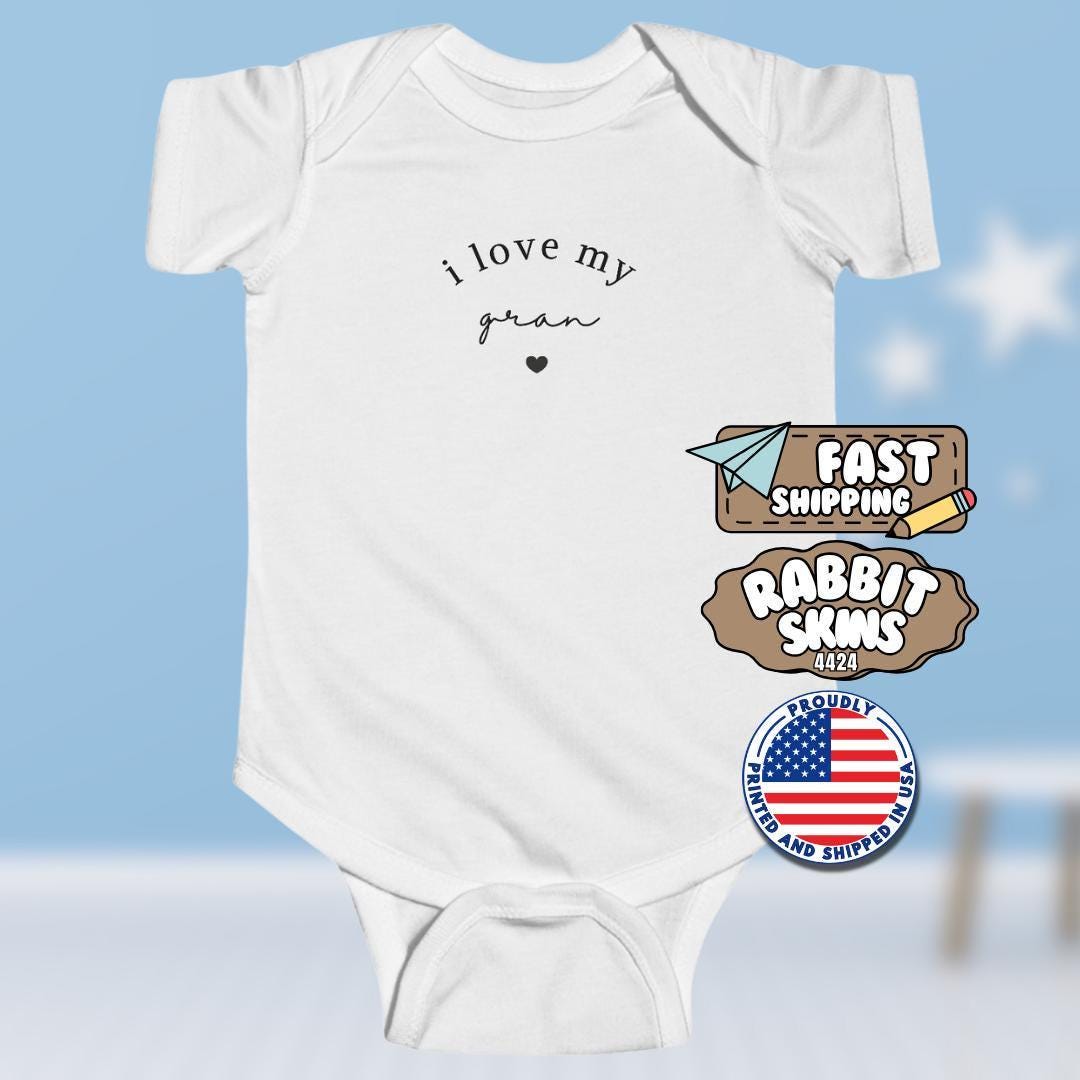 I Love My Gran Infant Fine Jersey Bodysuit Sweet Infant Onesie for Baby Girl or Boy Gran Gift Idea Grand Onesie Present for Grandbaby Gift