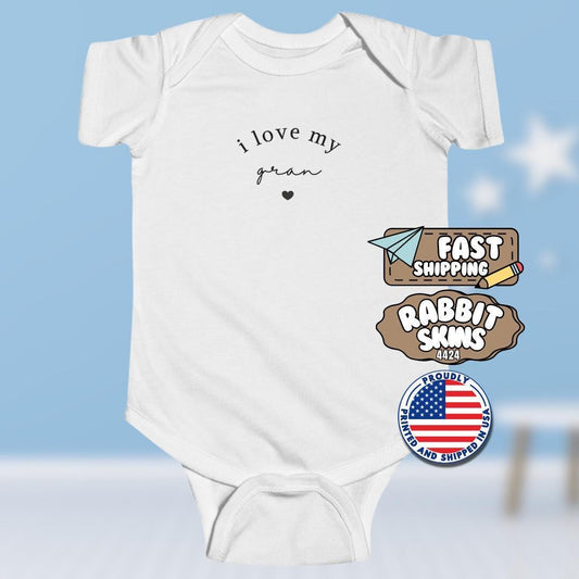 I Love My Gran Infant Fine Jersey Bodysuit Sweet Infant Onesie for Baby Girl or Boy Gran Gift Idea Grand Onesie Present for Grandbaby Gift