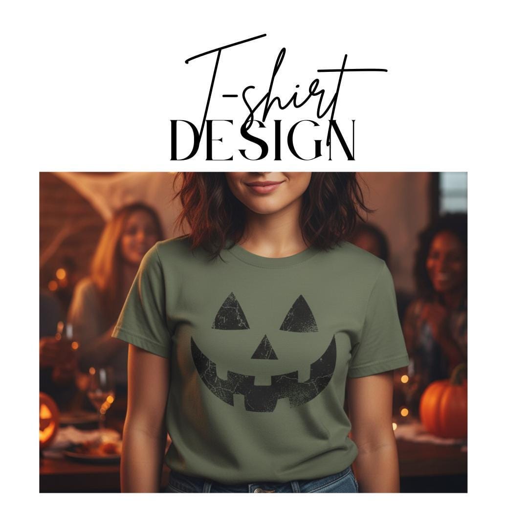 Halloween Pumpkin Face T-Shirt Comfort Colors Cute Jack O Lantern Shirt Spooky Season Fall Aesthetic T-Shirt Trick Or Treat Halloween Outfit